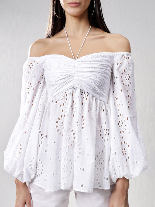 Off-Shoulder Schiffli top
