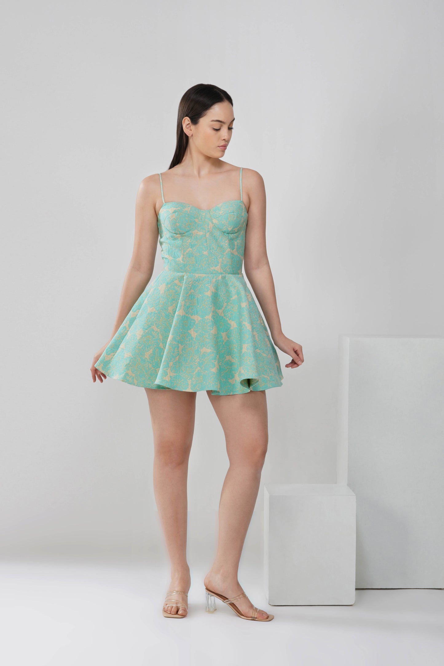 Mint floral corset dress