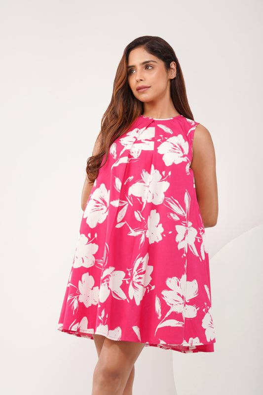 Floral Front pleat dress