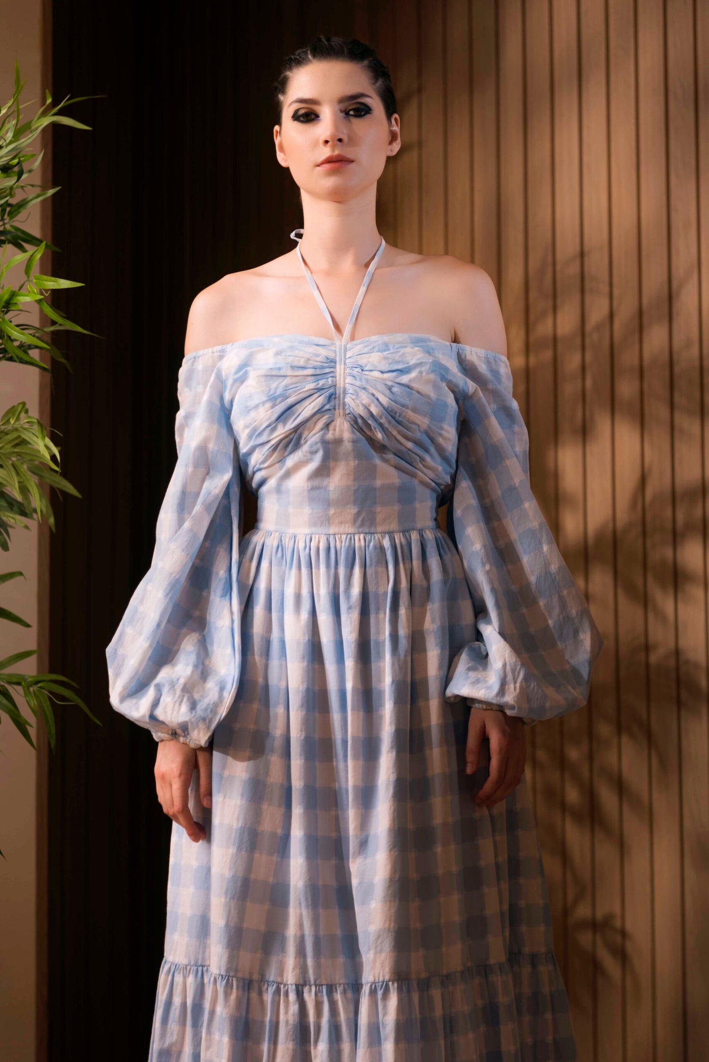 Gingham Tiered Maxi