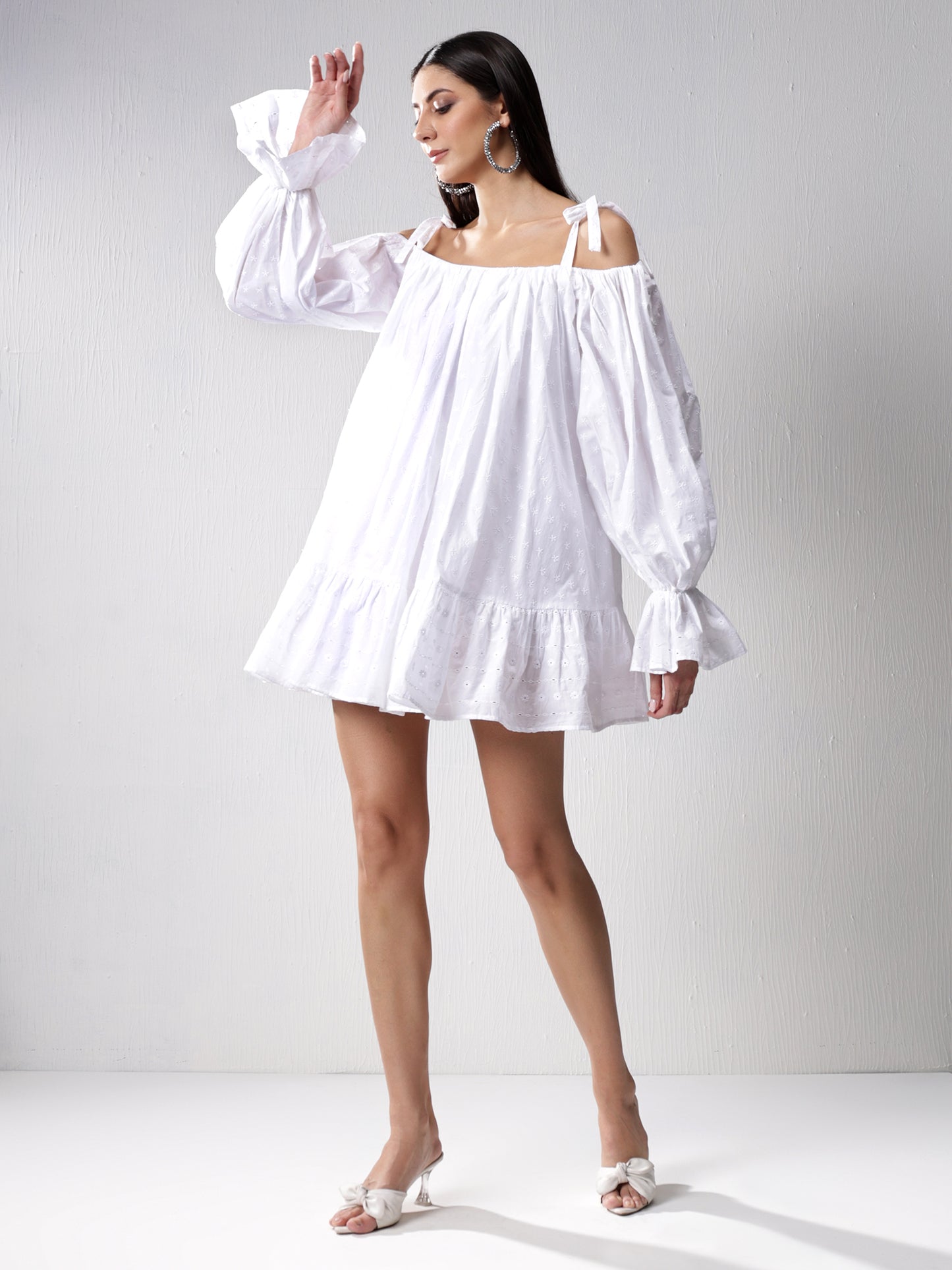 White Tiered Off Shoulder Dress