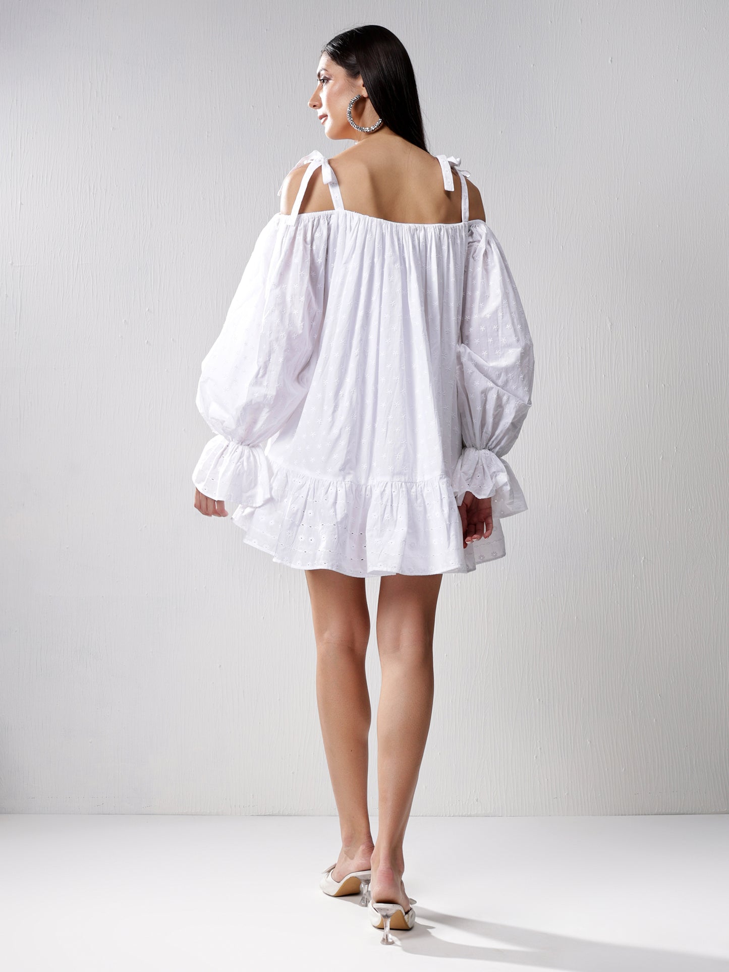 White Tiered Off Shoulder Dress