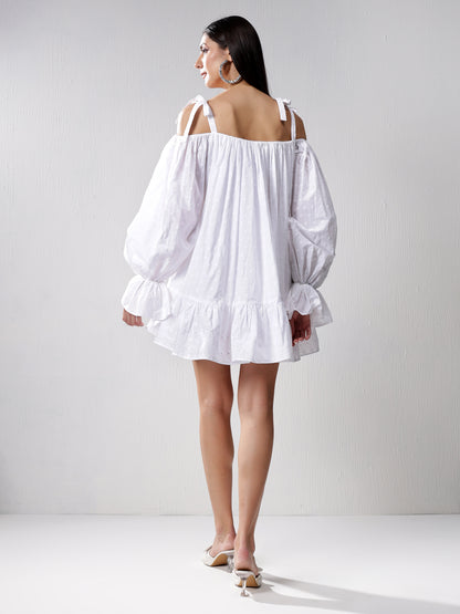 White Tiered Off Shoulder Dress