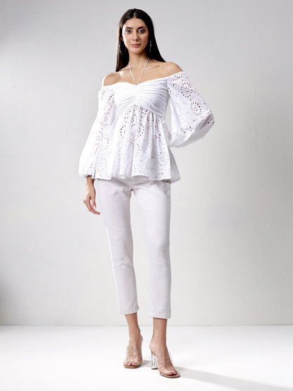 Off-Shoulder Schiffli top