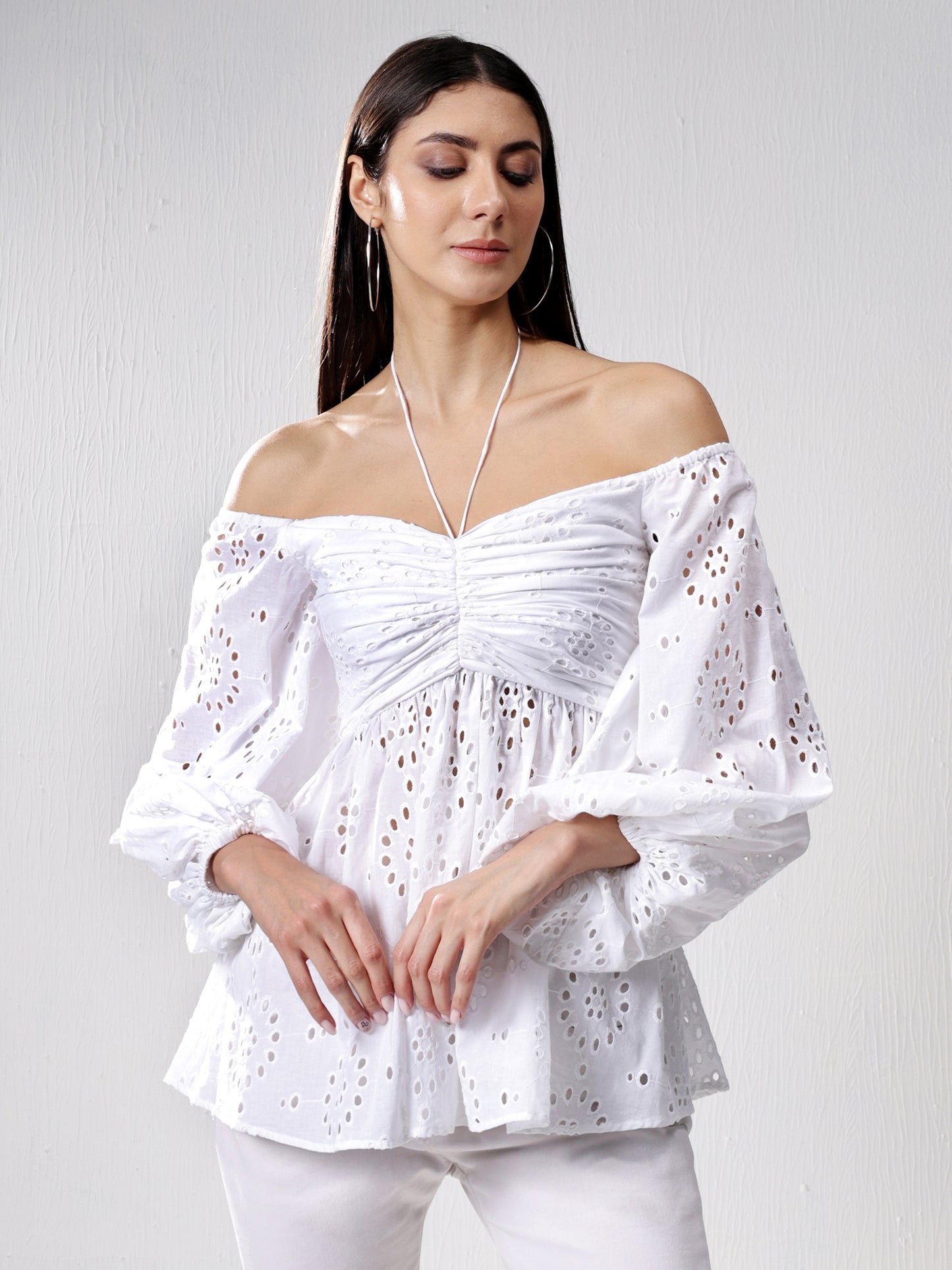 Off-Shoulder Schiffli top