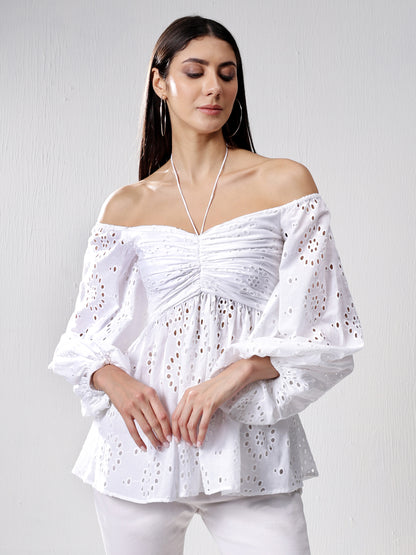 Off-Shoulder Schiffli top