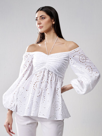 Off-Shoulder Schiffli top