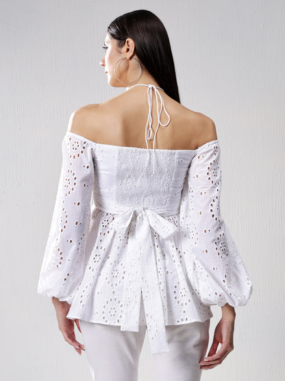 Off-Shoulder Schiffli top