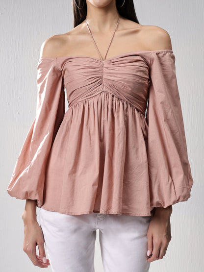 Off-Shoulder Tan Top