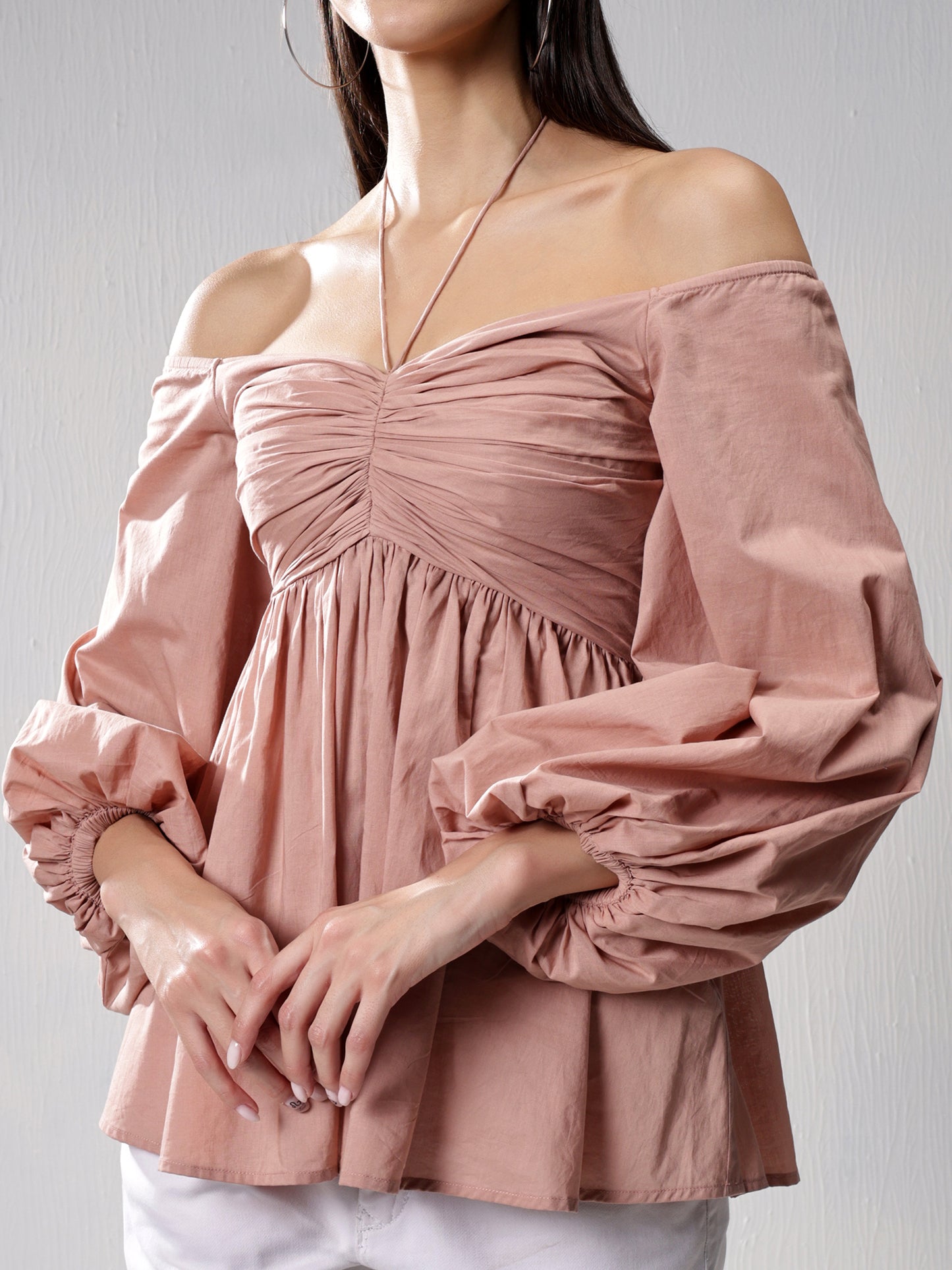 Off-Shoulder Tan Top