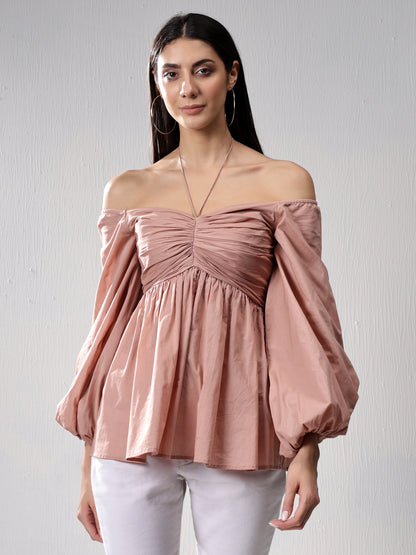 Off-Shoulder Tan Top
