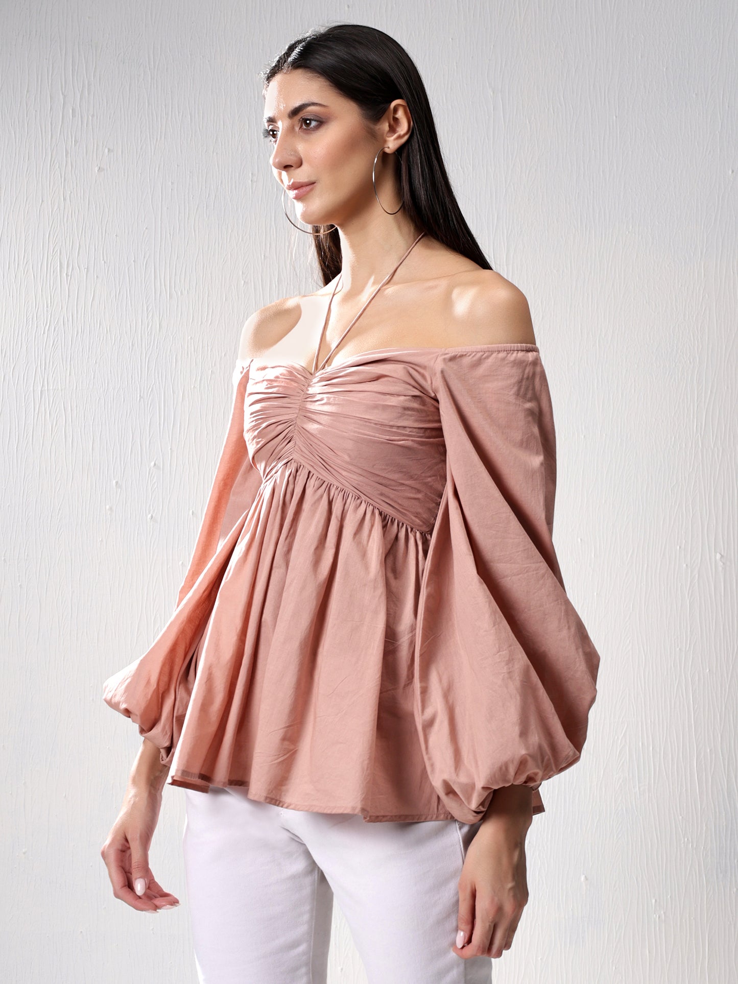 Off-Shoulder Tan Top