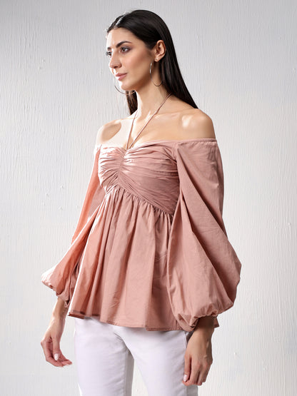 Off-Shoulder Tan Top