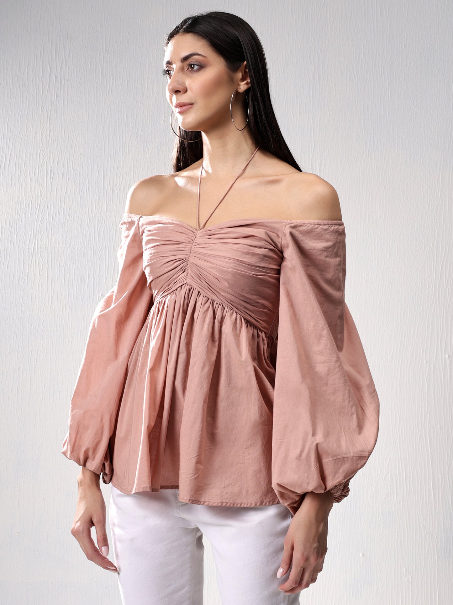 Off-Shoulder Tan Top