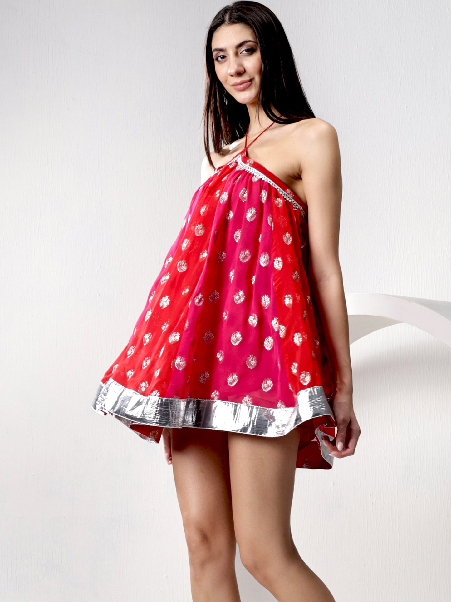 Colour Blocked Flared Dress