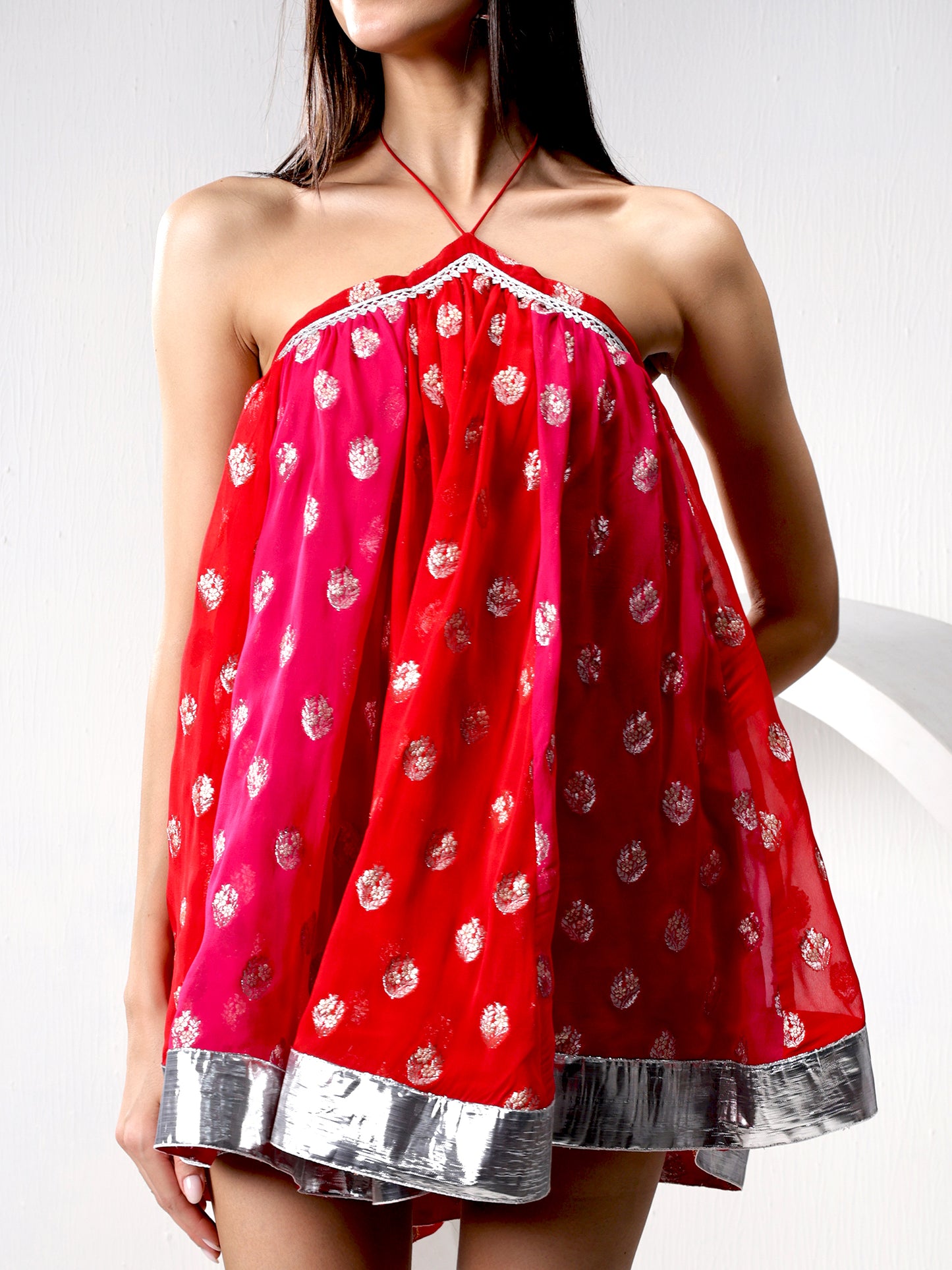 Colour Blocked Flared Dress
