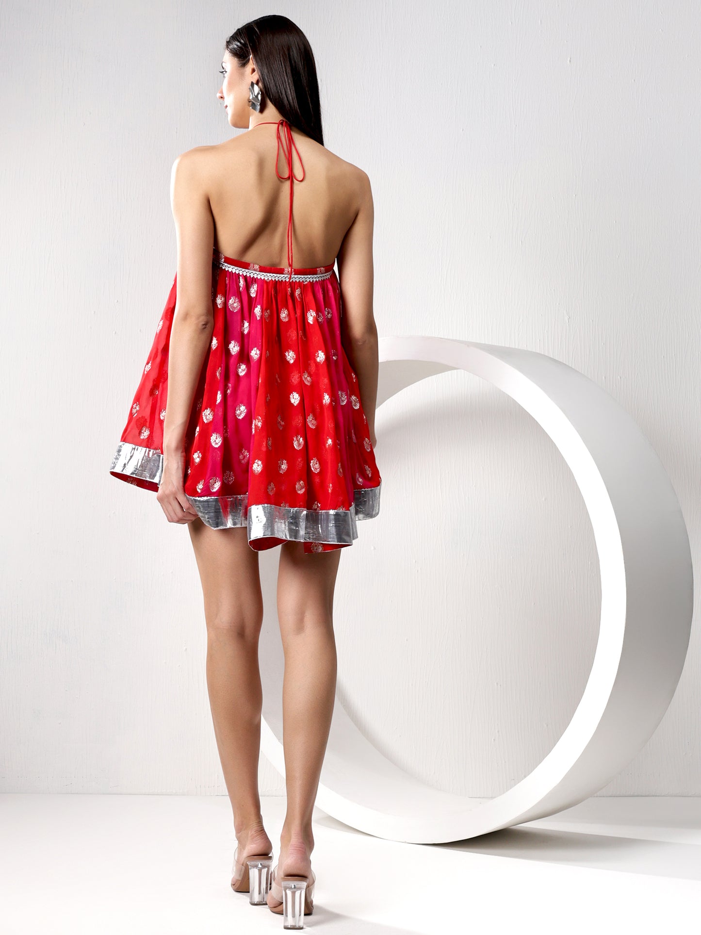 Colour Blocked Flared Dress