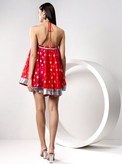 Colour Blocked Flared Dress