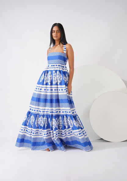 Indigo mosaic maxi