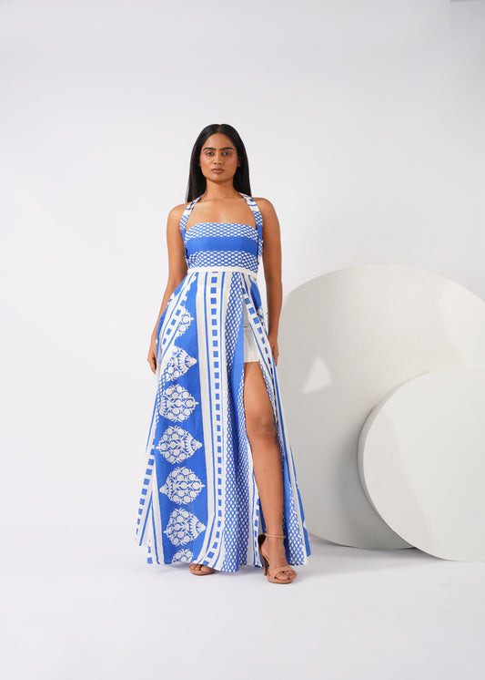 Indigo mosaic top