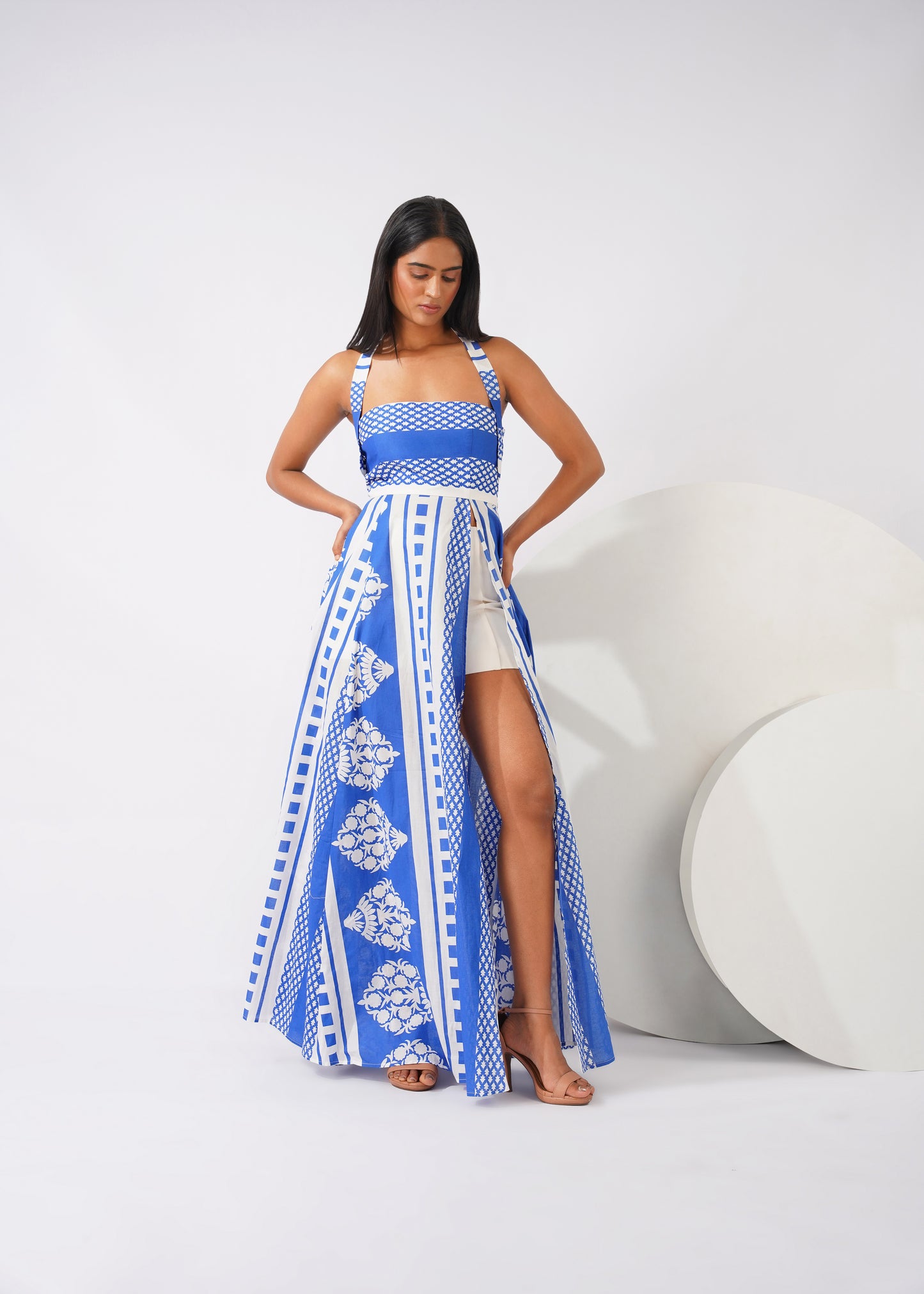 Indigo mosaic top