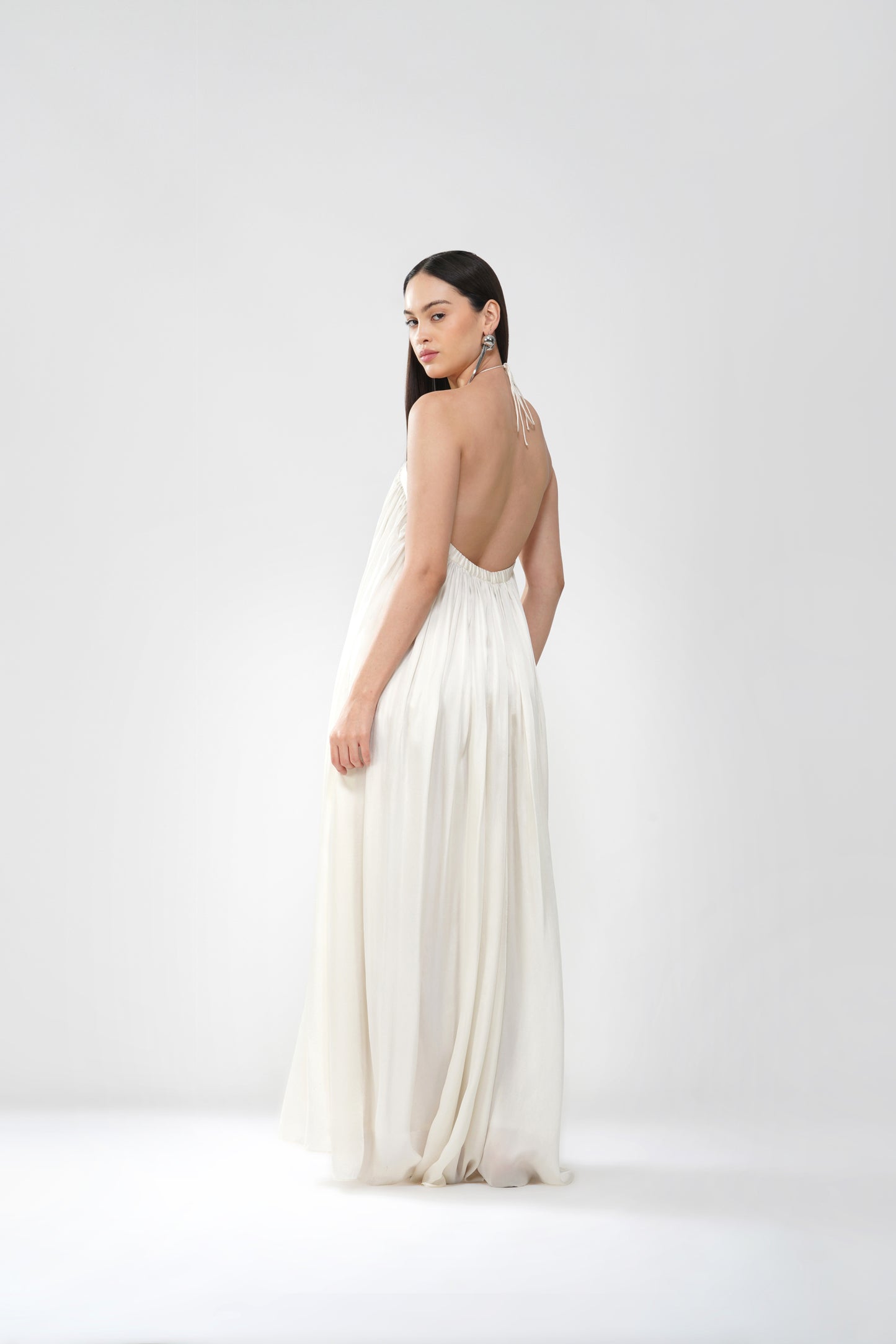 Satin flow string maxi