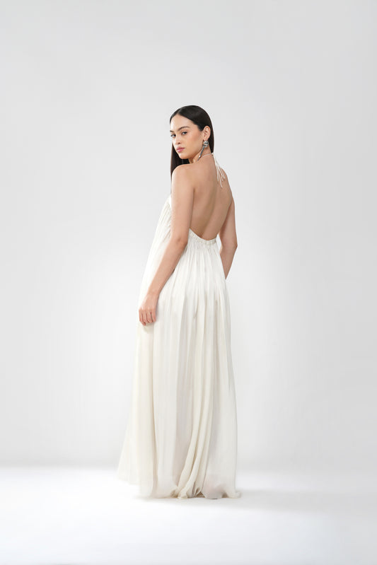 Satin flow string maxi