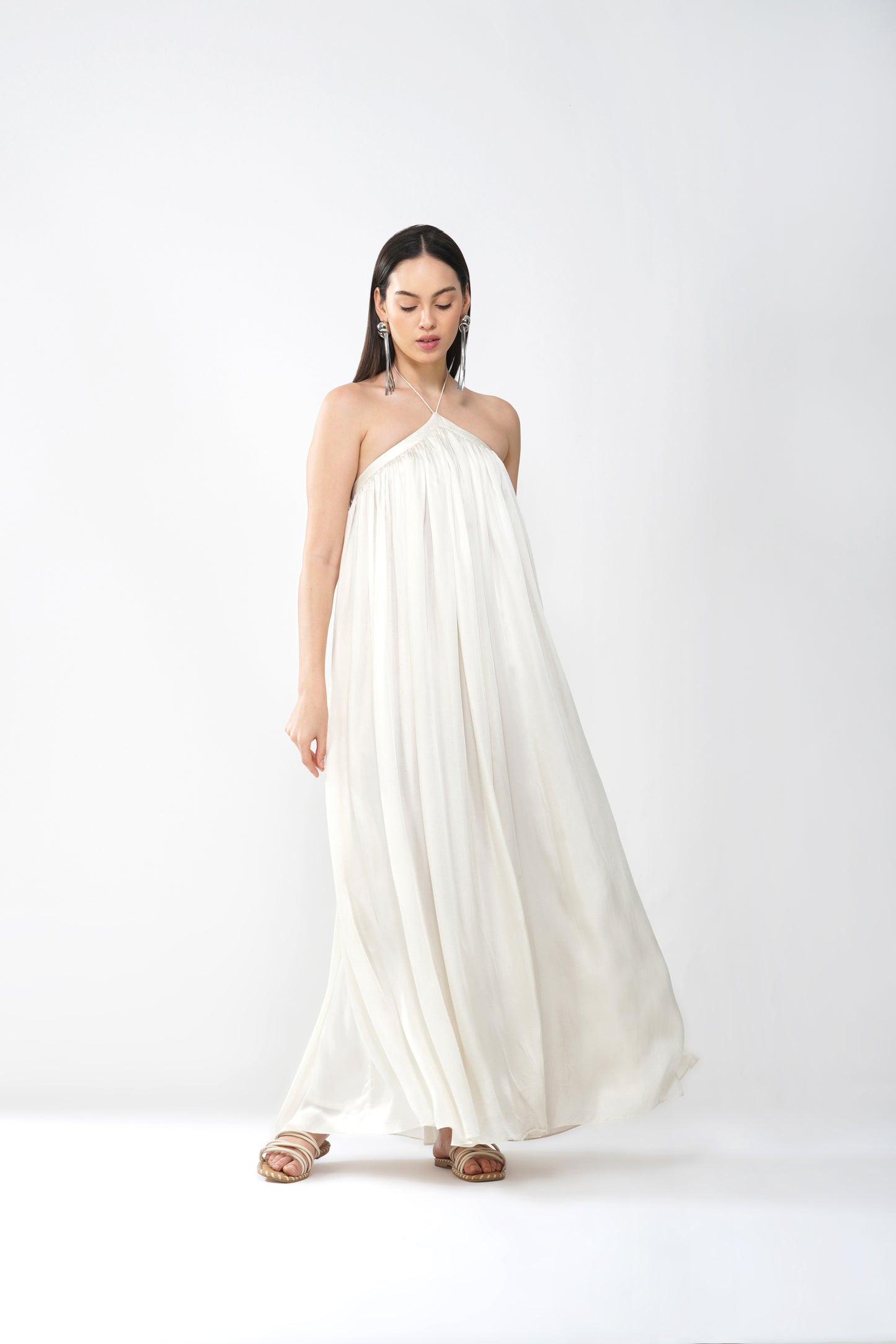 Satin flow string maxi