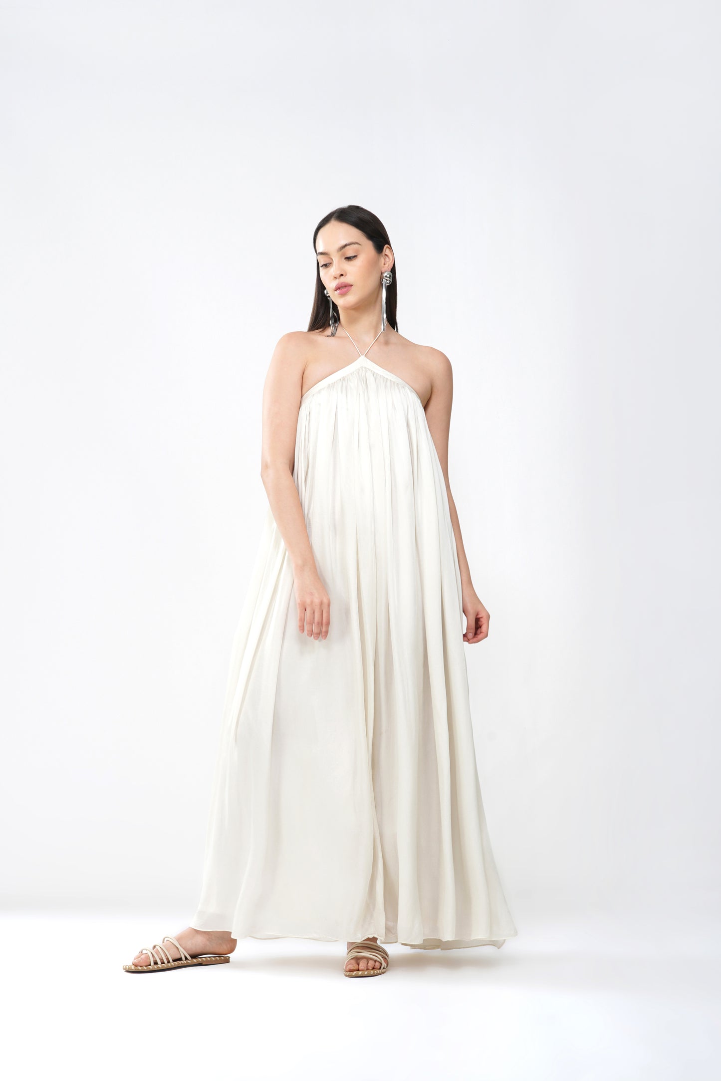 Satin flow string maxi
