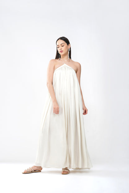 Satin flow string maxi