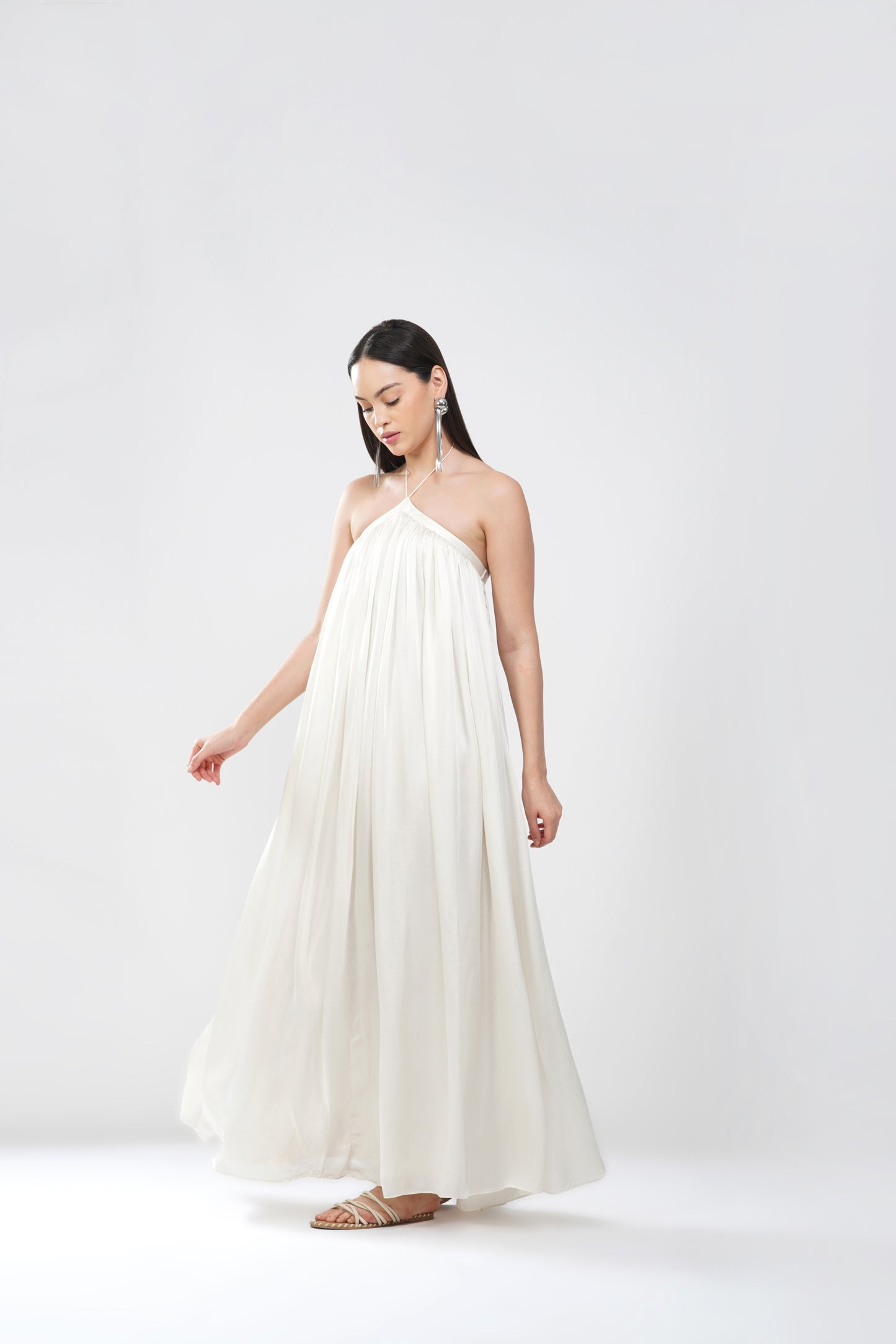 Satin flow string maxi