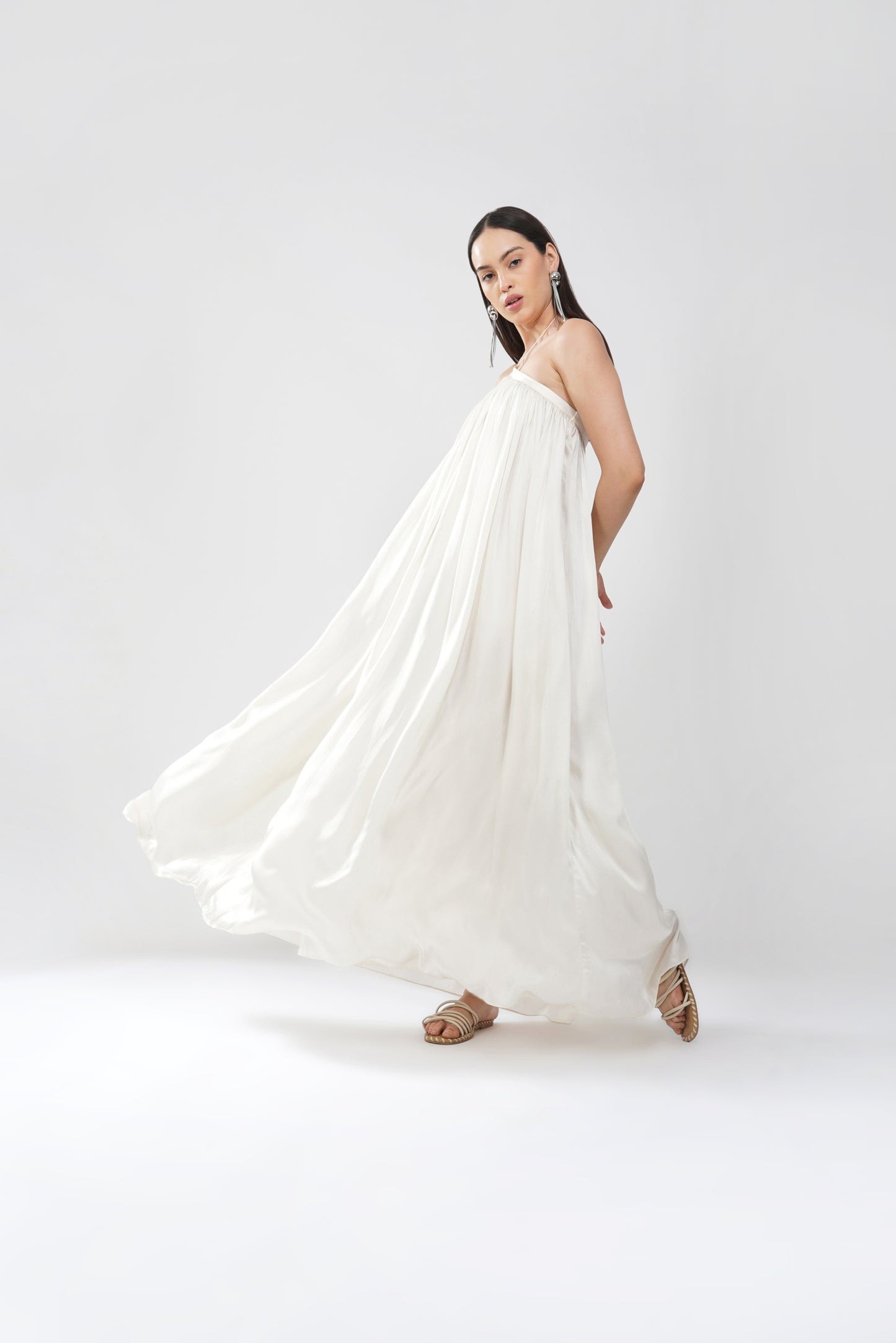 Satin flow string maxi
