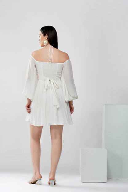 Off-shoulder string tie dress