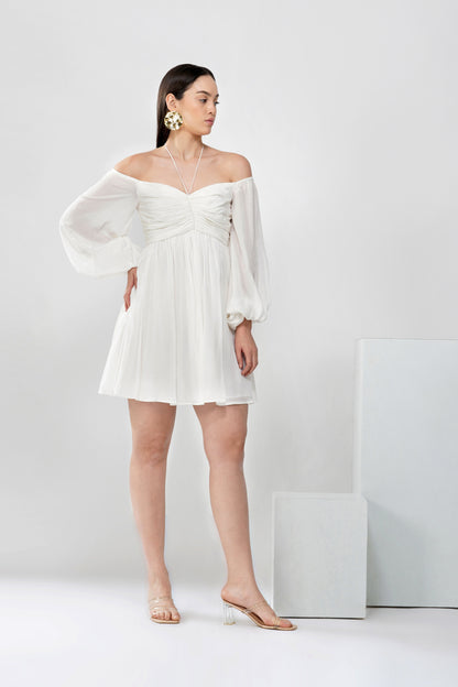 Off-shoulder string tie dress