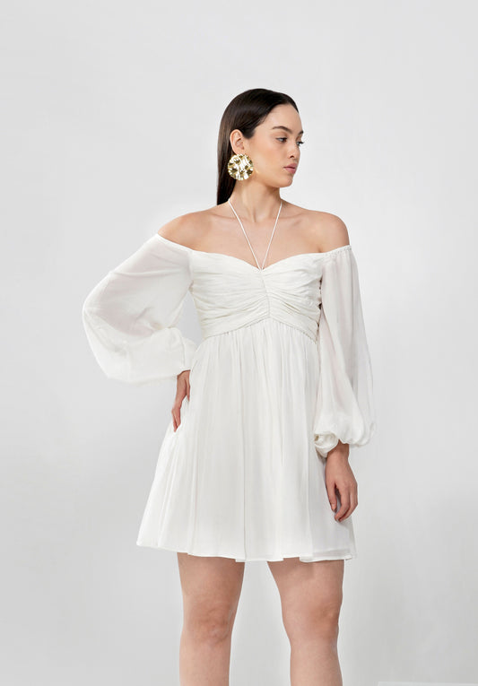 Off-shoulder string tie dress