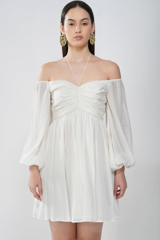 Off-shoulder string tie dress