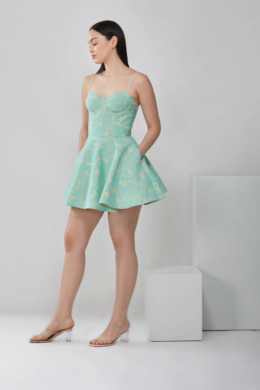Mint floral corset dress