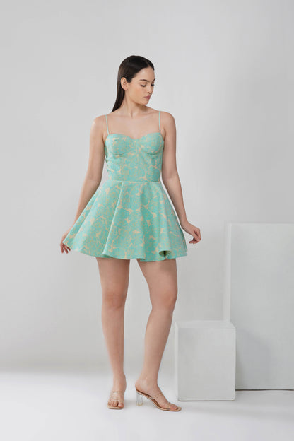 Mint floral corset dress