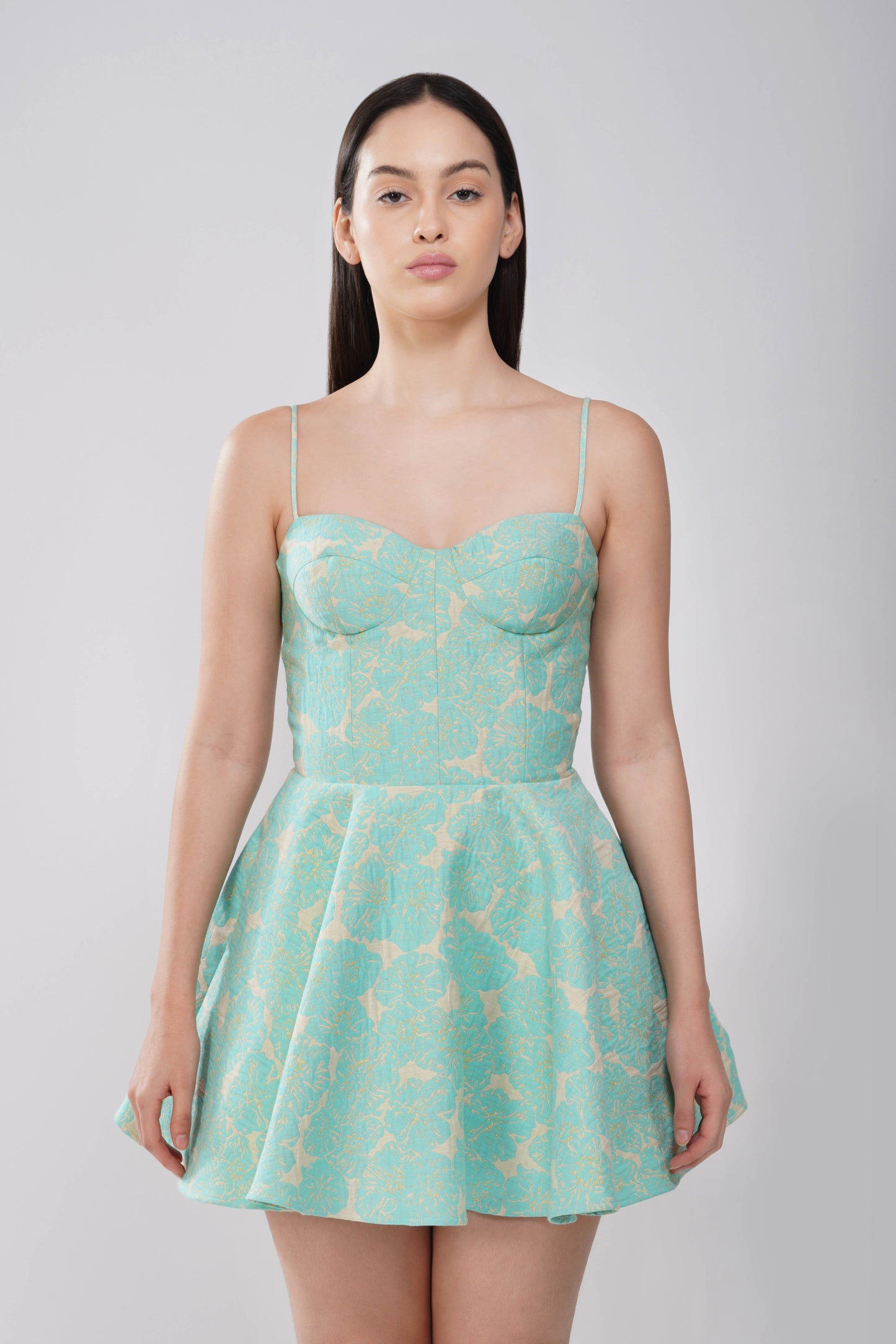 Mint floral corset dress