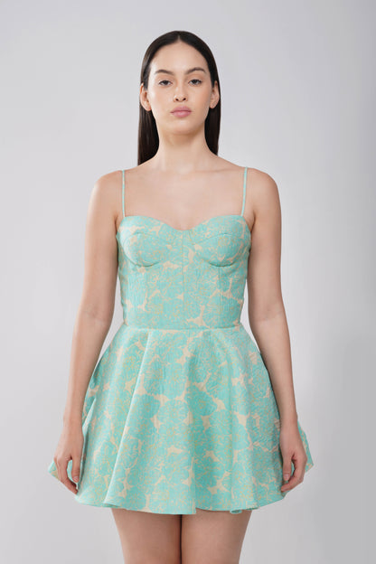 Mint floral corset dress