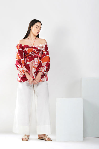 Off-Shoulder Printed top
