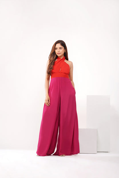 Colour blocked jumpsuit