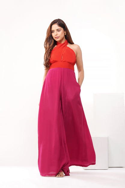 Colour blocked jumpsuit