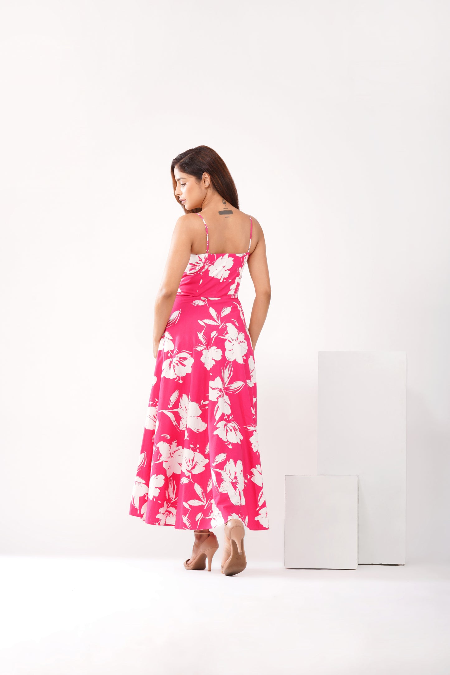Pink floral corset Midi