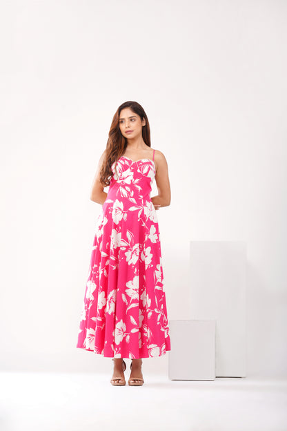 Pink floral corset Midi