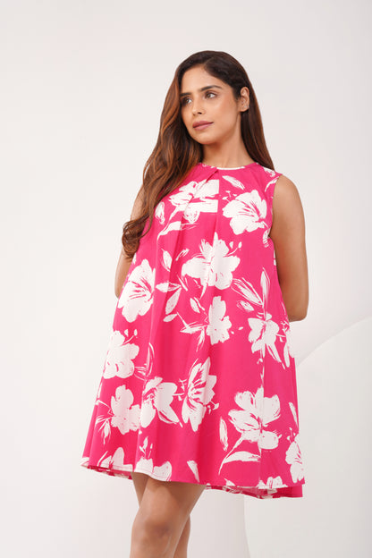 Floral Front pleat dress