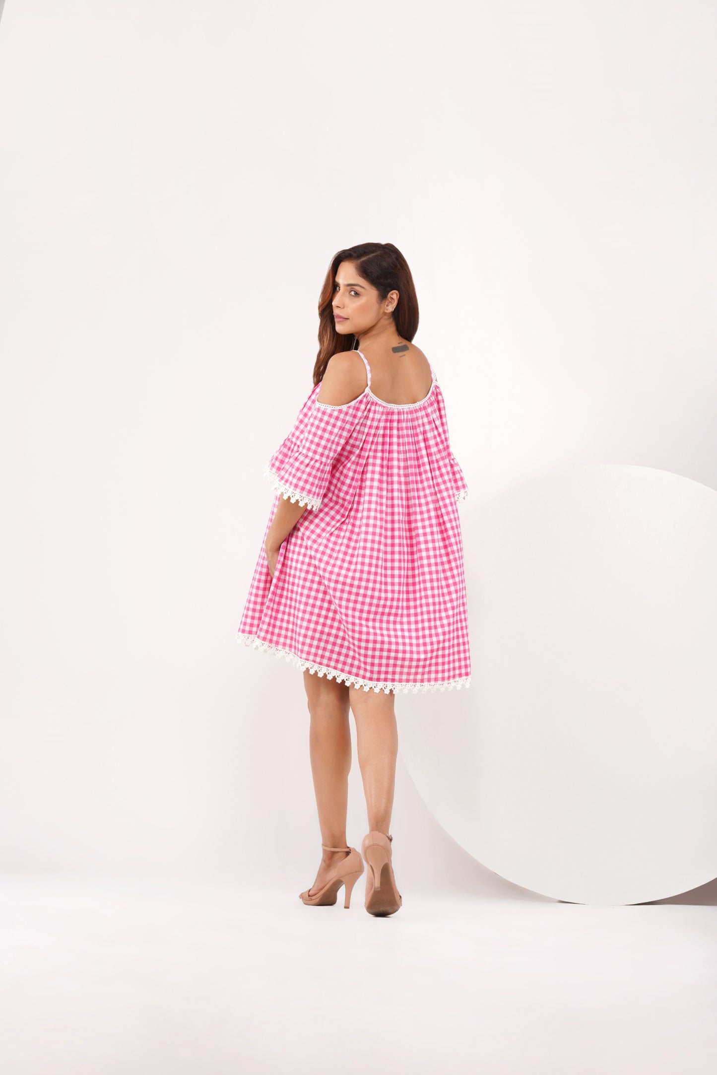 Gingham and lace dress