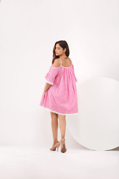 Gingham and lace dress