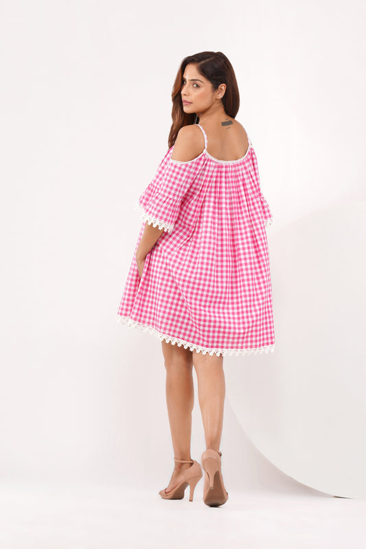 Gingham and lace dress