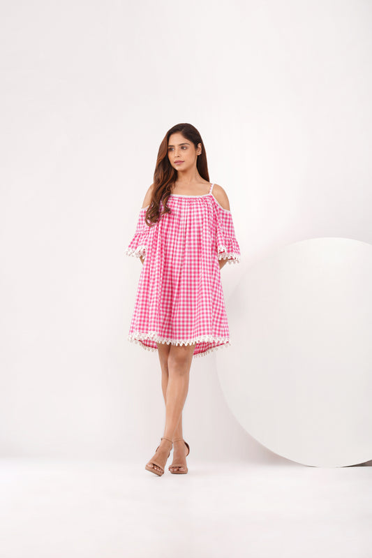 Gingham and lace dress